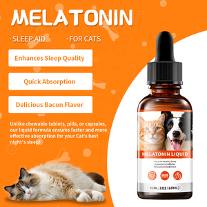 Melatonin tetes untuk hewan peliharaan suplemen kesehatan tidur 60ml mendukung cairan tenang untuk anjing kucing Melatonin cair OEM ODM - Product Image 2