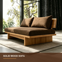 미니멀리스트 와비사비 원목 소파 로우 플로어 디자인 맞춤형 패브릭 커버 소파, 모던 아파트 스튜디오 가구용