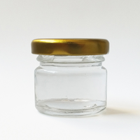 Stoples Kaca Bening Mini Kapasitas 30ml 35ml 45ml Berkualitas Tinggi yang Dapat Disesuaikan dengan Tutup Sekrup Logam untuk Penyimpanan Madu, Puding, dan Permen