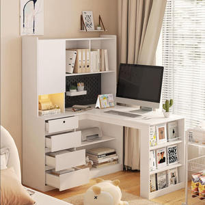 <span class=keywords><strong>Bureau</strong></span> d'angle pour <span class=keywords><strong>bureau</strong></span> à domicile avec clapier <span class=keywords><strong>Bureau</strong></span> d'ordinateur de jeu en forme de L avec tiroirs de rangement et étagère pour ordinateur portable - Product Image 1