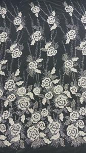 Nouveau design de dentelle en tissu avec points éponge, perles de cristal et tubes argentés pour robes de mariée haut de gamme et matériaux de robes de soirée - Product Image 2