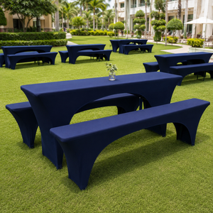 Custom Size Beer Table <b>Bench</b> and Picnic Cover Set with Tabletop and <b>Bench</b> Seat Cap Options for Resorts - Product Image 1