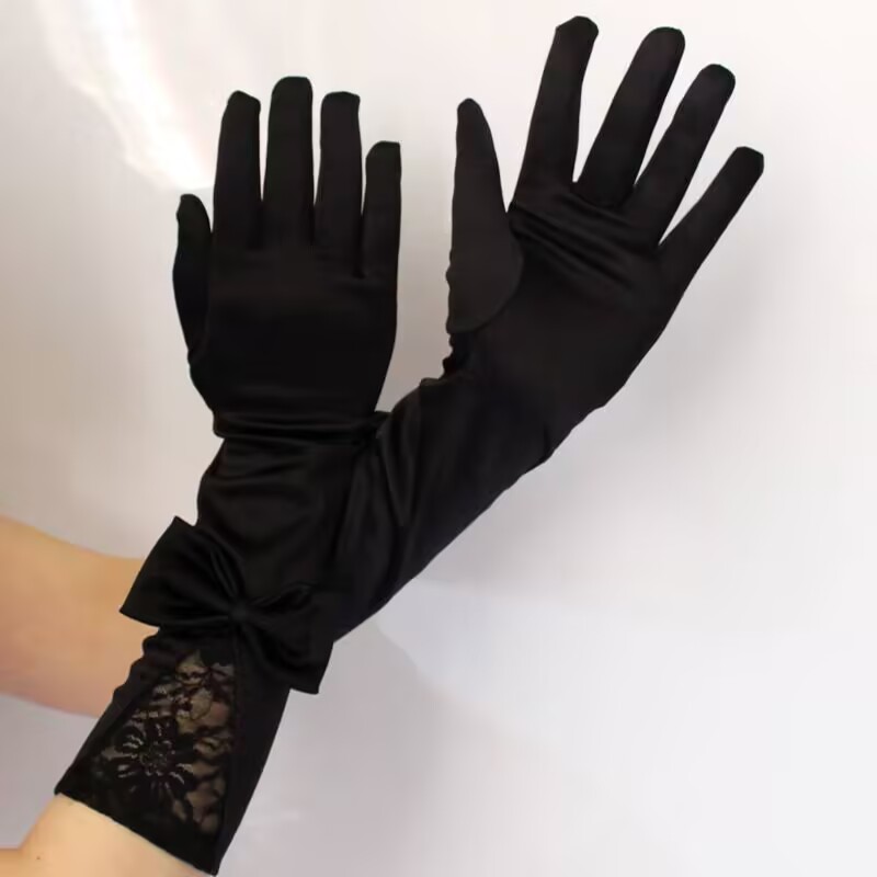 slim fit dress slacks Ladies Full Finger Gloves with Gray Stitching main image 0