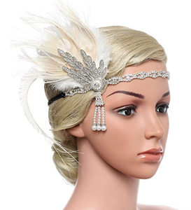 Serre-tête vintage en plumes de paon, luxueux style Gatsby des années 20, pour séances photo d'enfants, spectacles et accessoires de déguisement de fête - Product Image 3