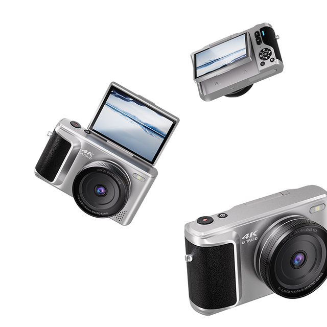 Flip Screen 2.8 Inch HD 64MP 4K Mirrorless Digital Camera with SD Card Storage Vintage Retro Pixie Design