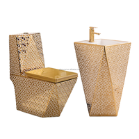 Cuvette de toilette en céramique, en céramique et en or, sanitaire d'hôtel, Wc électrolytique, une pièce, cuvette de toilette d'usine