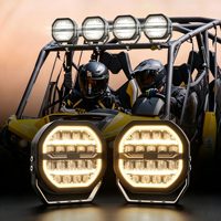 Barre lumineuse LED ronde octogonale de 6, 8 et 10 pouces, 65W, 110W, 150W, feux de conduite tout-terrain avec halo DRL ambre pour camion, SUV, 4x4, VTT