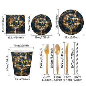 Set di Stoviglie per Festa di Compleanno a Tema Capodanno <span class=keywords><strong>2026</strong></span>, Bicchieri di Carta, Piatti, Tovaglioli e Decorazioni da Tavola per Felice Anno Nuovo - Product Image 5