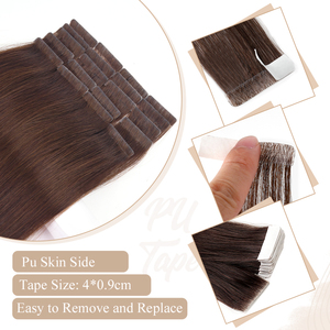 K.SWIGS Extensions de cheveux indiens vierges bruns lisses à bandes adhésives 100% invisibles, trame de peau, cuticules alignées, sans nœuds, lot en vrac - Product Image 6