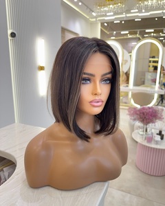 Pelucas de Cabello Humano Rubio Ombre de Aspecto Natural para Salón de Belleza, Pelucas Cortas de Cabello Humano Rubio Ondulado para Mujer - Product Image 5