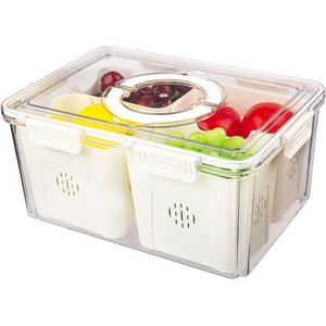 Refrigerator Organize Airtight Rectangle Food-grade PET Injection Fruit Storage <b>Containers</b> <b>Lids</b> Handle BPA-Free Food 4 Removable - Product Image 1