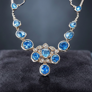 Collar de Plata de Ley 925 con Topacio Azul, Joyería Fina Cristiana Personalizada, Chapado en Rodio, con Gema, Estilo Vintage, para Mujer - Product Image 4