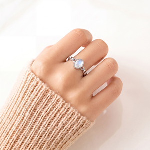 Nhẫn dây xích bạc 925 mạ rhodium, đính đá CZ oval, thời trang cổ điển, bán buôn, dành cho nữ - Product Image 4