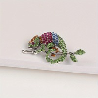 Broche scintillante en forme de paon, de renne, de lézard, pour homme et femme, oiseau, animal, fête, bureau, cadeau