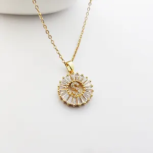 Đồng Thư Mặt Dây Chuyền Vòng Cổ Ban Đầu Zircon Tùy Chỉnh Chuỗi Mặt Dây Chuyền Kim Loại Mặt Dây Chuyền Bling Bling Vàng Cuba Chuỗi Người Đàn Ông Hoặc Phụ Nữ