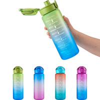 Vaso espacial degradado pintado con spray de 1 litro, transfronterizo, para beber directamente, moderno, creativo, con tapa emergente de un toque oculta