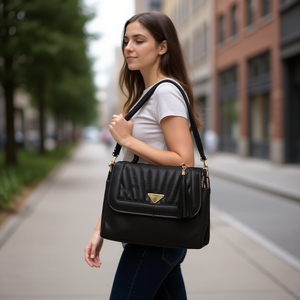 Sac bandoulière Lizbet en toile avec fermeture éclair, grande capacité, mode féminine, couleur unie, toutes saisons - Product Image 2