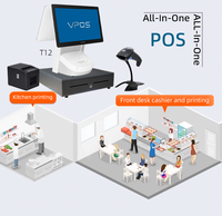 Sistema de punto de venta Vpos T12, caja registradora de software y hardware Pos con sistemas de pago Pos de 15,6 pulgadas para tiendas minoristas