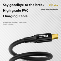 USB C 3,2 macho a macho Cable DE DATOS Tipo-C 3,2 Extensión extra larga Cable de alimentación Extensión de 5m de longitud 8K 20Gbps 100W Carga para 15