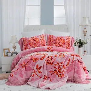 定制豪华彩虹圣诞毯子貂皮粉红色床毯