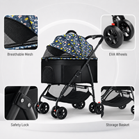 Poussette pour animaux de compagnie en maille respirante, pliable, cabine détachable, verrou de sécurité, roues en EVA, grand panier de rangement, vente en gros OEM