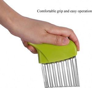 Stainless Steel Crinkle Cutter Wavy Chopper for Veggies Potato Carrots Waffle French Fry Slicer - Product Image 5