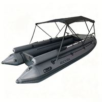 Jet Tender 4,7 m, capacité 8 personnes, avec auvent pliable, support de canne à pêche, ancre à montage sur le mât avant, pour patrouille, fournisseur chinois pour commandes en gros