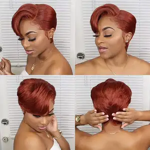 Cuticles Aligned Short Pixie Cut Wig Short Straight Wig 180% 250% T Part Lace Front Human Hair Wigs For Black Women