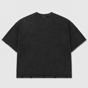Acid Wash Portrait <b>T</b>-<b>shirt</b> <b>Heavy</b> Cotton Distressed Oversized Black Streetwear Tee Custom Graphic Boxy Fit Casual Men <b>T</b> <b>Shirt</b> - Product Image 2
