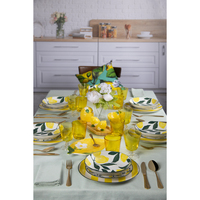 Ensemble Excelsa de 6 assiettes de service en céramique Amalfi 26x3x16cm, vaisselle jaune, fabriqué en Chine