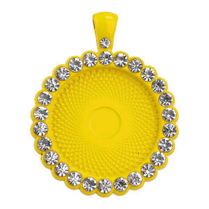 Accessoires de bijoux DIY avec base ronde en alliage de 25 mm incrustée de diamants colorés et pierre précieuse. Rétention de la couleur des matériaux - Product Image 4