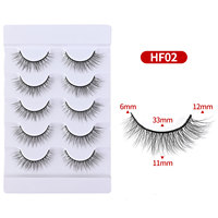 Vente en gros d'usine, lot de 5 paires de faux cils naturels, effet superposé, cils bouclés avec bande rigide, OEM personnalisé