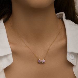 Collar de Perlas con Lazo Rosa de Plata de Ley 925 CANNER, Diseño Único y Dulce con Lazo, Estilo Elegante y a la Moda - Product Image 3