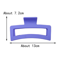 Griffes de cheveux carrées creuses de couleur unie de 13cm pour filles Rectangle mat Grande pince à cheveux antidérapante Mâchoire de griffe Jumbo en plastique givré