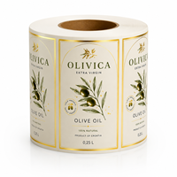 Étiquettes personnalisées haut de gamme pour huile d'olive, logo en feuille d'or métallique, autocollantes, imperméables, résistantes à l'huile, impression d'étiquettes pour bouteilles
