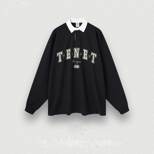 Polo à manches longues avec logo imprimé, 100% coton, OEM - Product Image 2