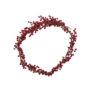 クリスマス屋内除草装飾装飾フォームベリーピックのための長い枝の赤いベリー植物造花