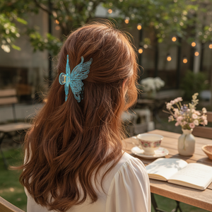 Vendita calda di tendenza Vintage ragazze accessori per la decorazione dei capelli stile dolce da 5cm clip a scatto con fiocco in resina di perline elegante e carino - Product Image 3