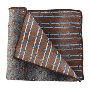 男士小号棕色花卉图案环保刺绣提花涤纶领带英伦风格婚礼手帕休闲 - Product Image 4