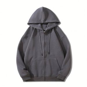 Sweat à capuche zippé pour homme, 100 % coton, molleton français, poids lourd, numérique, automne, écologique, respirant, sport, décontracté, tricoté - Product Image 1