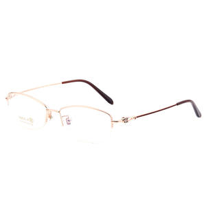 Montures de lunettes pour femmes en titane pur, demi-cerclées rectangulaires, légères, design ovale, 8758, verres en résine, origine Danyang - Product Image 4