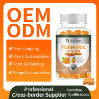 Compléments alimentaires en gummies à l'extrait de curcuma, de gingembre et de poivre noir, marque privée OEM, soutien immunitaire, antioxydants, bonbons gélifiés