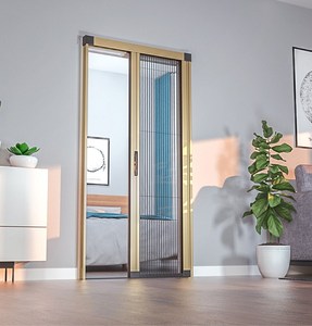 ประตูบานเลื่อน Trackless Plisse <span class=keywords><strong>มุ้ง</strong></span>กันยุงตาข่าย<span class=keywords><strong>จีบ</strong></span>พับตาข่ายประตูหน้าจอพับเก็บได้ - Product Image 4