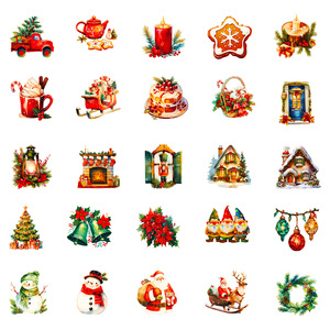 50 Pezzi Adesivi a Tema Radice di <span class=keywords><strong>Albero</strong></span> di <span class=keywords><strong>Natale</strong></span>, Etichette in Vinile Impermeabili per Decorazione di Regali, Tazze, Laptop - Product Image 5