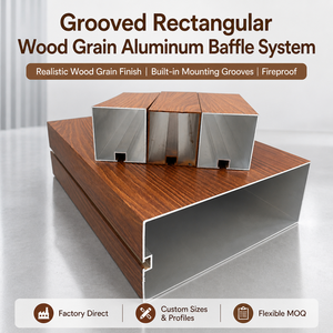 Sistema de Rejilla Metálica Suspendida para Techo con Revestimiento de Aluminio con Aspecto de Madera, Impermeable - Product Image 2