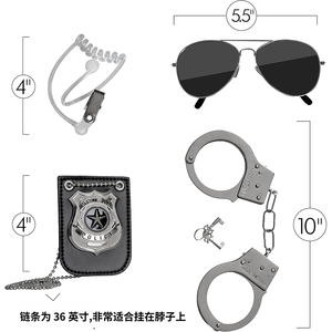 Disfraz de Policía para Adultos, Unisex, con Insignia del FBI, Esposas y Auricular de Espía - Material de Poliéster - En Stock en China - Product Image 2