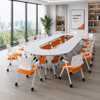 Table de conférence pliante à structure en fer avec roulettes et cadre pliable pour hôtel, couleur personnalisée OEM ODM