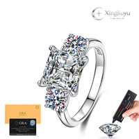 Bague de fiançailles en argent sterling S925 avec trois pierres en moissanite taille princesse couleur D 3 carats, bijoux en gros
