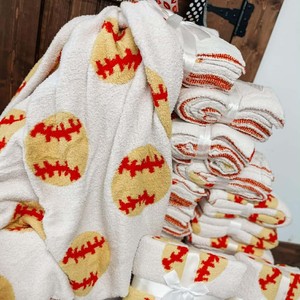 In Stock 50*60inch Gameday Cozy Softball Pattern Blanket Lightweight Soft Reversible Baseball <strong>Throw</strong> Blankets <strong>for</strong> Sofa <strong>Bed</strong> - Product Image 1