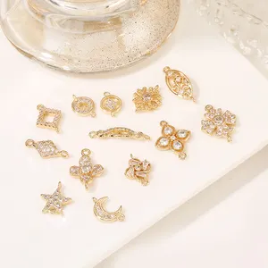 Dainty collana accessori per braccialetti stili multipli Charms con connettore CZ intarsiati in oro 14K per la creazione di gioielli